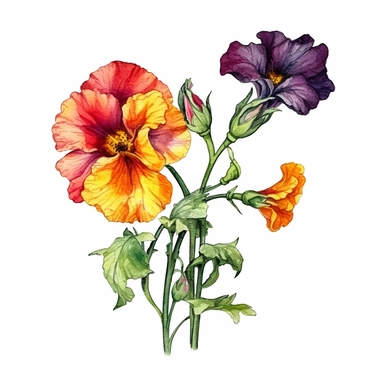 flower for headstones , Beautiful Watercolor Art, Charming, Isolated on White Background Floating on White Background, Crispy Details, Watercolor, High Resolution, High Quality Art, Clear, Vibrant, Rich Colors, Sharp, Vivid Details, 300 dpi, Clipart