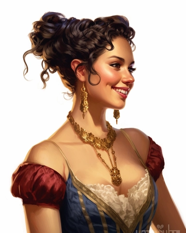 detailed smiling beautiful lady , dressed in a victorian vintage dress putting earrings, hyper realistic, 8k, isolated on white backgorund, clipart