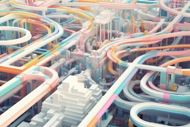 a close up of a infinite loop highway on a white background, james gilleard and james jean, escher, trending on artisation, connectedness, scutoid, mit technology review, by Sam Spratt, dan mcpharlin : : ornate, wormholes, tetris, monolithic, stylized stl, clipart icon, simple 4 colors from gray to metalic blue, vector-based, sharp border, plane color and very define, high quality, digital art, 8k resolution, masterpiece, congruent, amazing, incredible, awe-inspiring, mind-blowing, masterful, in