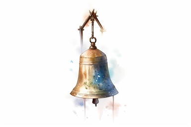 Clip art of ice Japanese Wind Bell, simple, white background, Beautiful margins, large margins, by Helen Beatrix Potter, easy to crop image, Natural light, 4k, HDR