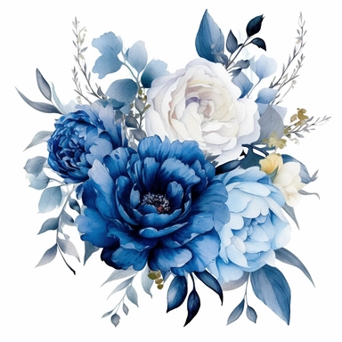 Contemporary collage style floral patterns blue watercolor elegant flowers wedding invitations high quality and elegant clipart of flowers gucci art white background 4