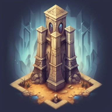 holy power pylon, divine altar, top down video game asset, hand drawn, level art, atmospheric effects, spatial concept art, muralist, clipart, ps1 graphics, 2d, plain background