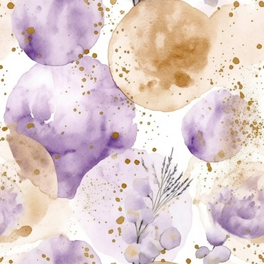 lavender clipart, Watercolor paper, pale colors, gold striated, summer water bubbles, romantic , pre-raphaelite, abstract