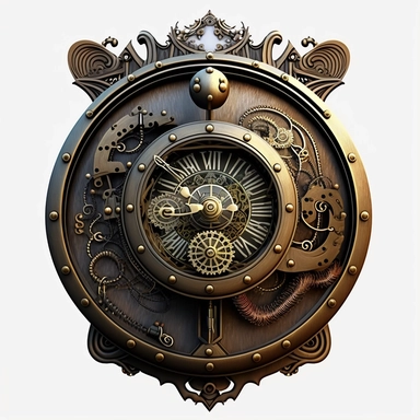 Steampunk clip art, Clock, no background, no shadow - 1:1