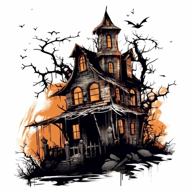 creepy haunted house clipart