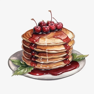 hand painted pancakes clipart for cookbook maple syrup illustration no background