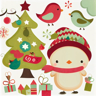 graphic christmas clip art cute, white background,--ar 9:16