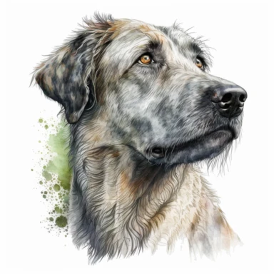a watercolor art painting of a Irish Wolfhound, clipart, white background