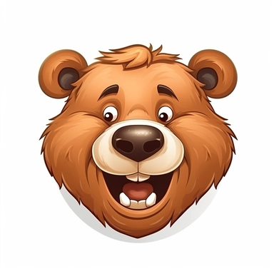 fantasy happy cute bear face, cartoon, clipart, mascot, isolated on white background