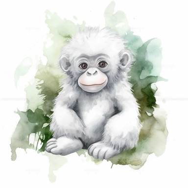 little cute cool white gorilla cartoon clipart on avenue watercolor