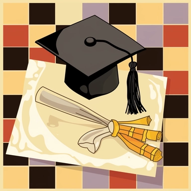 graduation clip art, cap and diploma tile