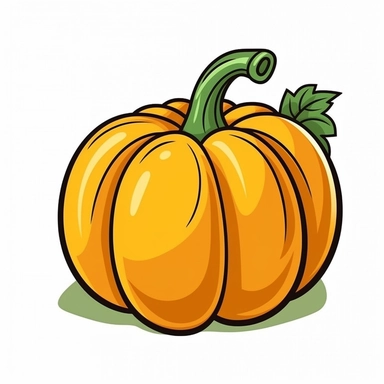 pumpkin clipart, vector, flat Color, on an isolated white background