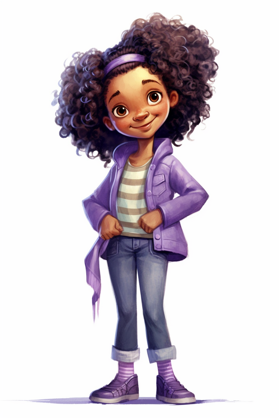 4 Year Old Cartoon Pretty Children, Cute Cartoon Black Girl With Curly 