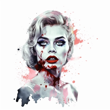 zombie beautiful stunning pretty vintage old hollywood cinema girl, classic musical films, paint art style, clipart, white background, superrealistic, one of a kind