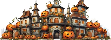 sticker, isolated images, illustrations on a white background, heavy armored very big castle walls exterior, halloween theme, pumpkins, spiders, witches, serene, dark fantasy ,Clipart, cartoon, realistic, isolated, full building, highly detailed, hdr, 32K, photo expert quality,game asset , hyperrealistic and highly detailed, isolated on a white background, Screenprint, art of Martin Ansin