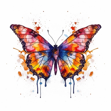 one butterfly colorful on a white background, in the style of florian nicolle, realistic clipart, serge marshennikov, orange, fantastical creatures, sky-blue and maroon, conceptual painting, no watermark, text,,professional lighting,cinematic lighting, long shadows, saturated contrast, hyperdetailed,32k,v--5.0