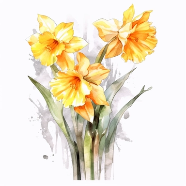 isolated clipart on a white background of a watercolor beautiful flowers Daffodil illustration, in the style of zbrush, storytelling, mashup of styles, in the style of daniel f. gerhartz, transcendent, nikon d850, art of burma, captures the essence of nature, in the style of organic forms and patterns, expansive skies, hyper-detailed illustrations, i can't believe how beautiful this is, lively colors