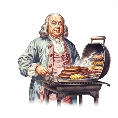 clip art, Ben Franklin bbq, white background