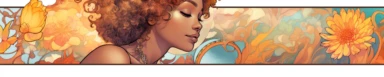 banner for an etsy shop that sells beautiful clipart and coloring pages and is very juvenile elegant aesthetic and fresh, style of alphonse mucha black girl inclusive, style of mariola budek, artistic