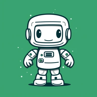 Minimalist white on a green background negative space whimsical cuteness, Robot, flat, vector, clipart, in the style of Skottie Young