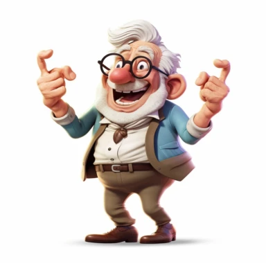 Happy Funny Old Man Clipart, white background