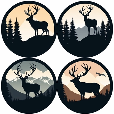 Deer Bundle SVG, Deer and Mountains SVG Files pour Silhouette & Cricut. Faune Svg, Aventure Svg, Cerfs et Montagnes Clipart, Chasse SVG.