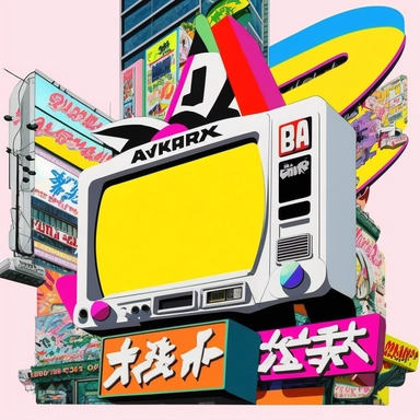 Creative graphic design, design, Jpop culture, Geek on in Akihabara, collage, clipart, graphic, illustrations, 16K