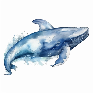 A Watercolor Blue whale, full body, vividly bold designs png realistic cartoon in 32K UHD cute. 15 cm thick outline. There was no shadow on the ground. 8k with realistic watercolors. and detailed illustrations, clipart, white background