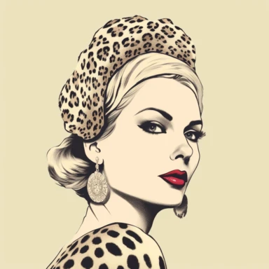 woman with leopard print headband clipart