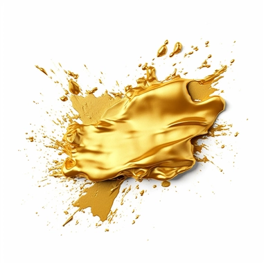 gold paint smear clipart, isolated white background