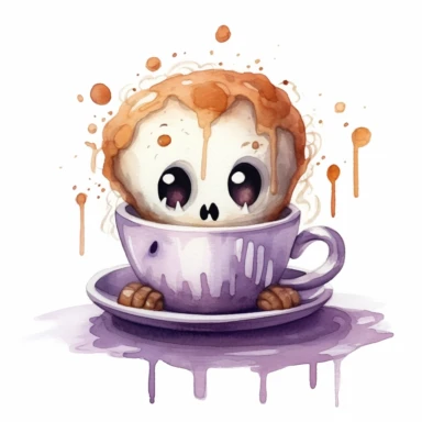 cute halloween themed coffee, watercolor, high quality, clipart, white background,