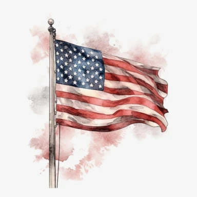 american flag day in the style of independence, watercolor clipart, high quality, american flag with pole water color clipart, colorful, attractive, sublimation, clipart, long pole