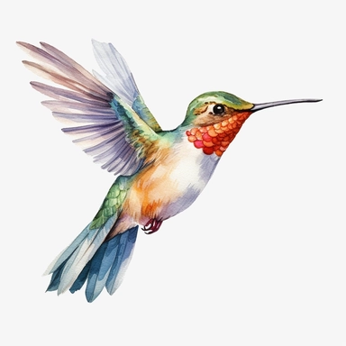 watercolor hummingbird clipart - watercolor clipart - watercolor bird, single design, detailed