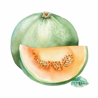 Watercolour Clipart, isolated watercolor cantaloupe , white background