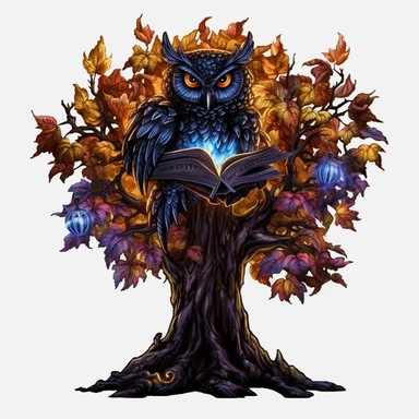 Watercolour dark fantasy black royal gothic deadly nightshade tree stood with dark magic books with deadly nightshade lanterns magnificent gothic owl stood on tree with mesmerising compelling features perfect magnificent detailed wings beautiful compelling realistic eyes PNG image ultra highly detailed, 18k, sharp focus, bright photo with rich colours digitally enhanced, enhanced graphics, straight, sharp focus, bright lighting, intricate detailed png image ,high definition,300dpi,graphic clipar