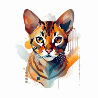 bengal cat, vector art, in the style of abstract art, clipart, white background, rounded corners