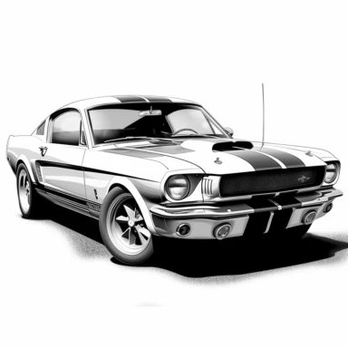 Ford Mustang Shelby GT350 1965 clipart, black and white