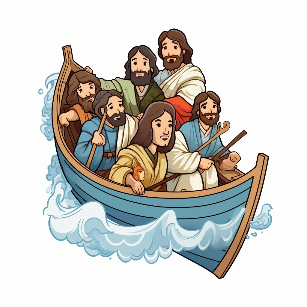 cool jesus on boat with disciples sticker clipart design - Image #4 ...