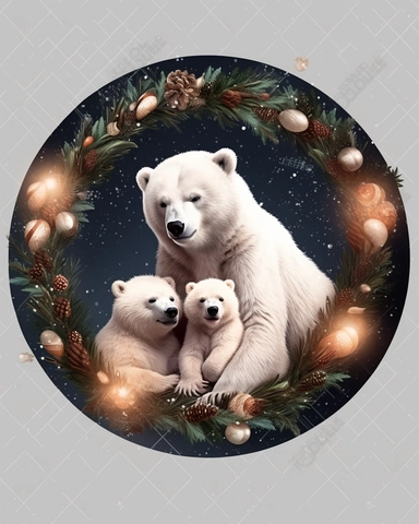 flat lay, png image, clip art: : christmas, celestial, moon, mother bear and baby bear,professional lighting,cinematic lighting, long shadows, saturated contrast, hyperdetailed,32k,v-- 5.1