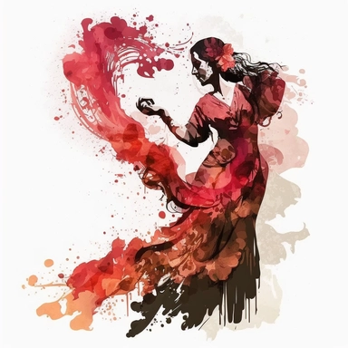 clipart flamenco watercolor faded