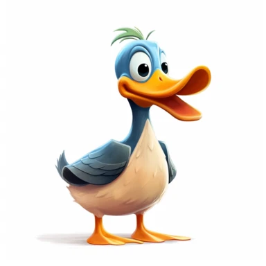 a mallard duck, pixar style, clipart, white background