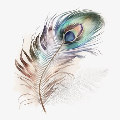 peacock feather clipart light pastel colors white background