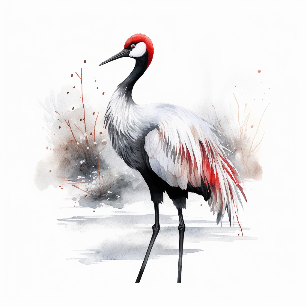 Watercolor red-crowned crane clipart, high resolution, 8k - Clip Art ...