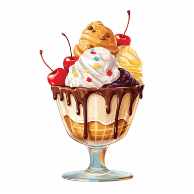 ice cream sundae, clipart, white background