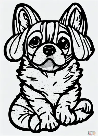 thick lines, 1 simple drawing, 1 , 1bit, 1 cute puppy, 1 sticker art, 1 color by numbers, 1 coloring page for adults, 1 , printable outlined artwork, 1 coloring book page, 1, line art, 1 white backdrop, crisp lines, vector image, svg style, clipart style,