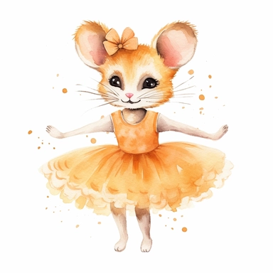 hand drawn in style of claris mouse clip art orange cat ballerina