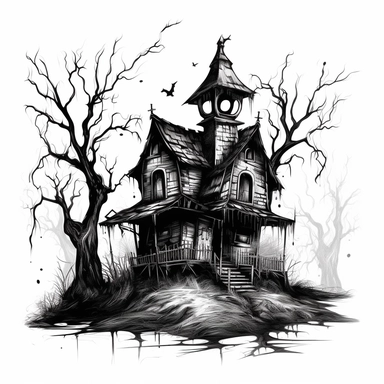 Witch House Creepy Gothic Clipart isolated on white background