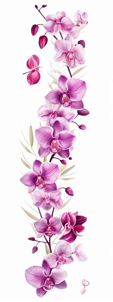 In the midst of your design journey, it's time to create eye-catching orchid border clipart that will add a touch of sophistication your invitations. Your task is to develop a versatile orchid clipart design, isolated on a clear white background. Consider the lines, shapes, and intricate details that make orchids unique. Embrace your artistic style, whether it's whimsical, realistic, or minimalist, and create a set of clipart elements that capture the essence of these enchanting flowers. Soft pa