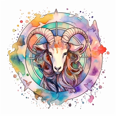 Clipart Capricorn zodiac sign ,stars, whimsical watercolor and fineliner ink,white background, transparent background hyper details, contour, vector
