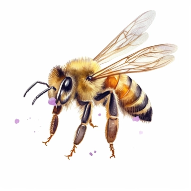 hyperrealism painting , honey bee in a flower , white background, watercolor style, farmhouse chic, tempera clipart